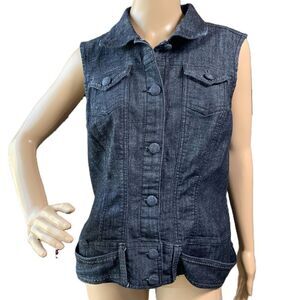 Ashley Stewart Blue Sleeveless Button Up Collared Coastal Cowgirl Denim Vest 14W